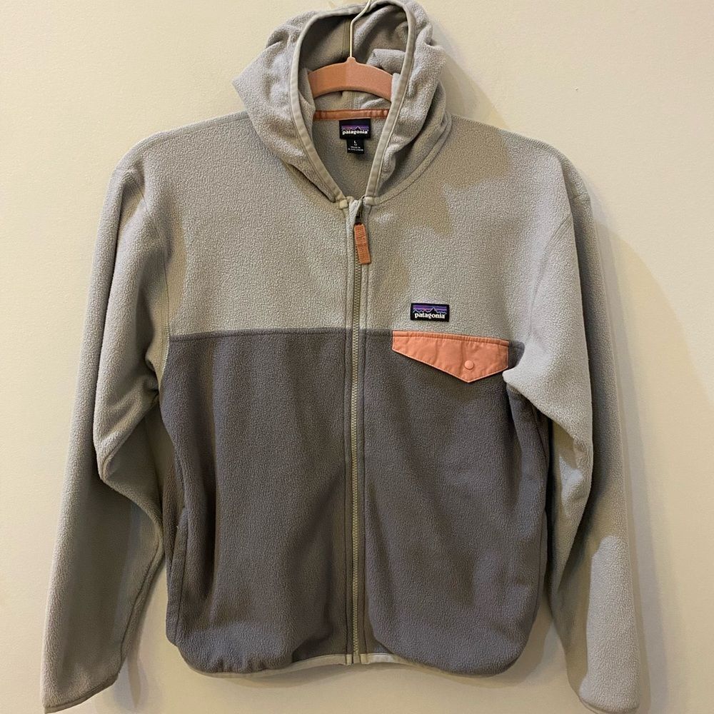 Patagonia Gray Micro D Snap-T Fleece Full Zip Jacket Kids Size L 12